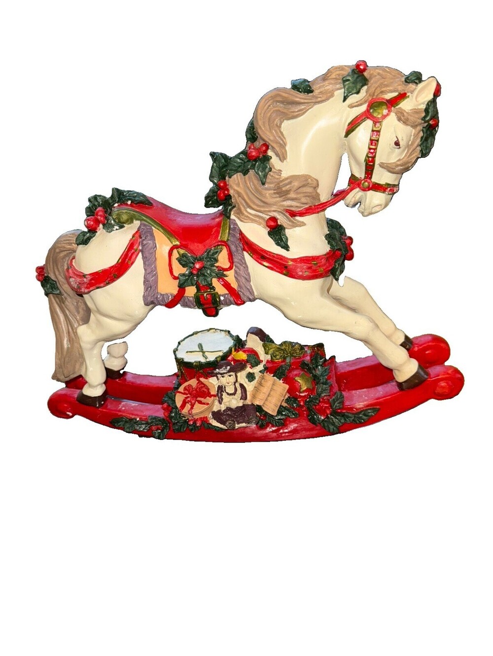 vintage Christmas, hand-painted carousel horse, cottagecore, farmhouse
